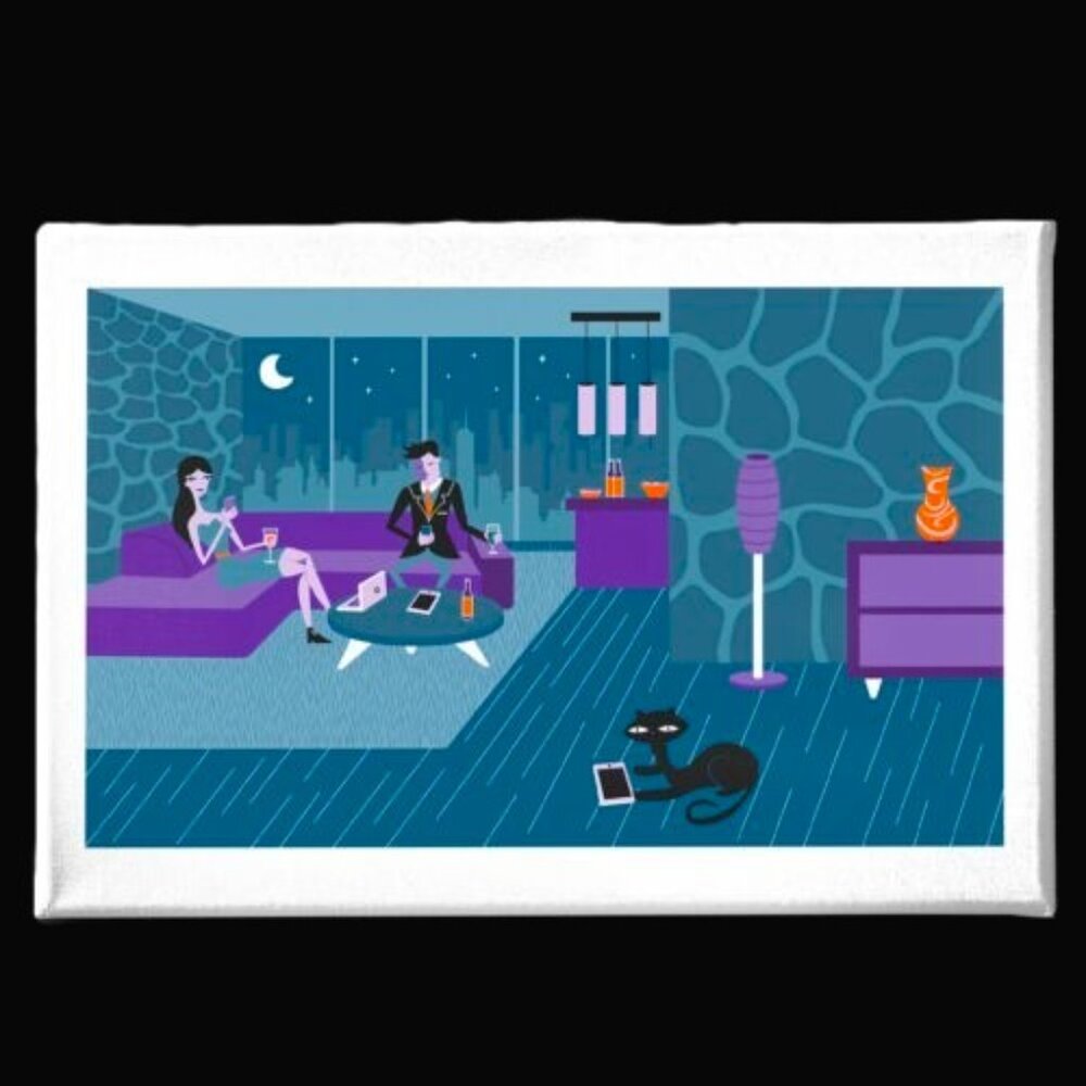 SHAG - Date Night - Canvas Wall Poster Print - Modern Retro - 24 x 36 inch.